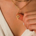 North Star Pendant | 14K Solid Gold - Mionza Jewelry-celestial necklace, christmas gift, gold charm, gold star necklace, good luck charm, north star charm, north star jewelry, north star pendant, star bracelet, star charm, star necklace, star pendant, starburst necklace