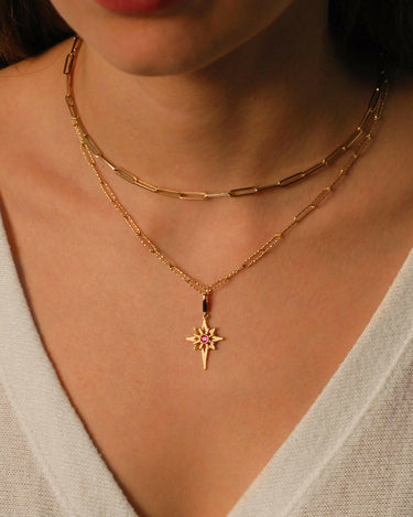 North Star Pendant | 14K Solid Gold - Mionza Jewelry-celestial necklace, christmas gift, gold charm, gold star necklace, good luck charm, north star charm, north star jewelry, north star pendant, star bracelet, star charm, star necklace, star pendant, starburst necklace