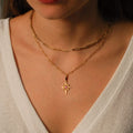 North Star Pendant | 14K Solid Gold - Mionza Jewelry-celestial necklace, christmas gift, gold charm, gold star necklace, good luck charm, north star charm, north star jewelry, north star pendant, star bracelet, star charm, star necklace, star pendant, starburst necklace