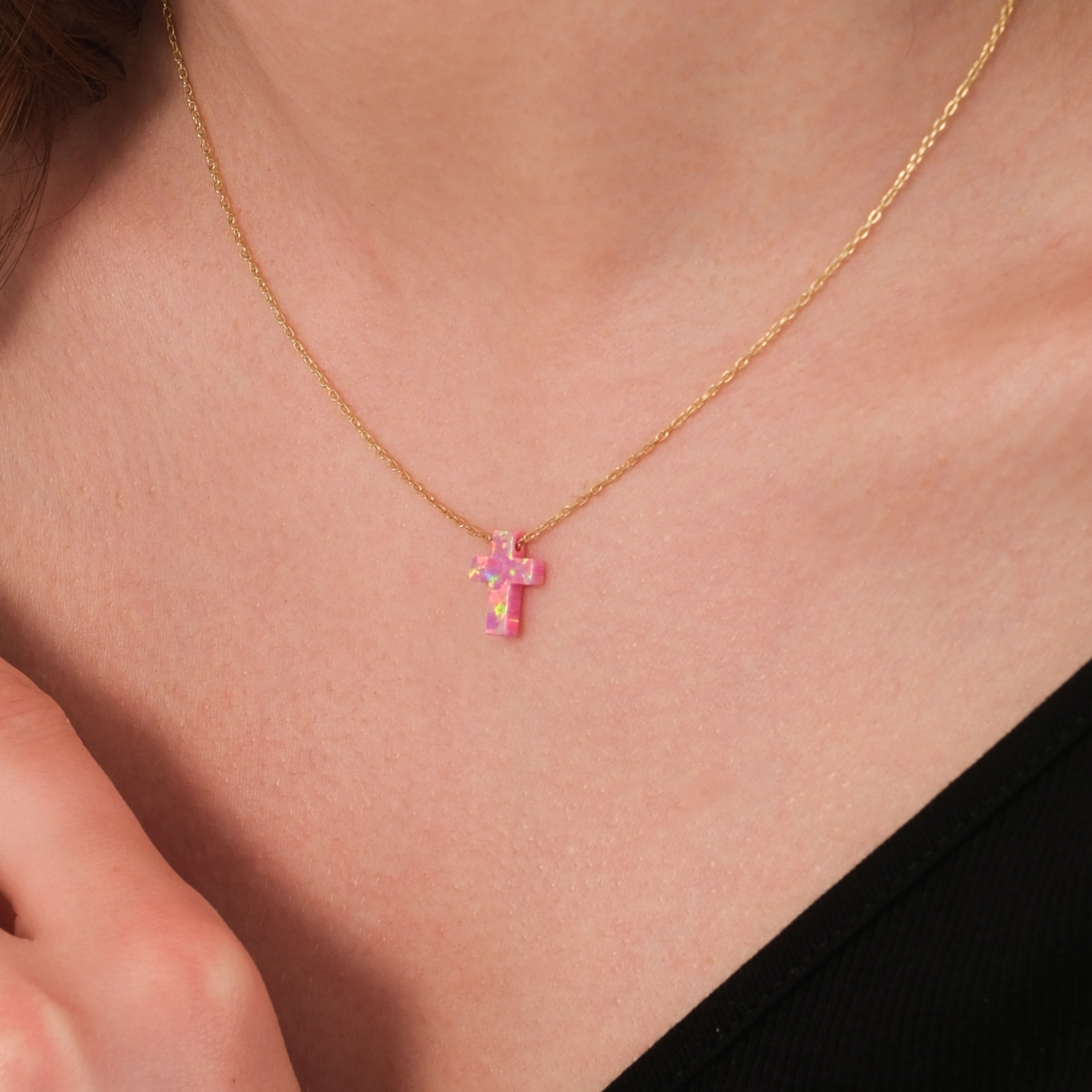 Pink Opal Necklace | 14K Solid Gold – Mionza Jewelry