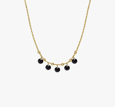 Onyx Necklace | 14K Solid Gold - Mionza Jewelry-beaded bar necklace, Birthstone Necklace, black gemstone, black stone necklace, bridesmaid gifts, dainty black stones, delicate necklace, good luck necklace, minimalist necklace, necklace for her, onyx necklace, onyx station Pendant, station necklace