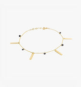 Onyx Station Bracelet | 14K Solid Gold - Mionza Jewelry-14K Solid Gold, bar bracelet, dainty bracelet, everyday bracelet, gift for her, gift for women, gold bar bracelet, Gold Bracelet, Layered Bracelet, layering bracelet, Multi Charm, onyx bracelet, stackable bracelet, Station Bracelet
