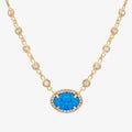 Oval Opal Necklace | 18K Gold Vermeil - Mionza Jewelry-18K Gold Vermeil, 18K Solid Gold, blue opal necklace, diamond necklace, gift for her, gift for women, gold opal necklace, non tarnish necklace, opal jewelry, opal necklace, opal necklace gold, opal pendant, permanent jewelry