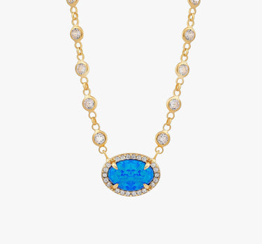 Oval Opal Necklace | 18K Gold Vermeil - Mionza Jewelry-18K Gold Vermeil, 18K Solid Gold, blue opal necklace, diamond necklace, gift for her, gift for women, gold opal necklace, non tarnish necklace, opal jewelry, opal necklace, opal necklace gold, opal pendant, permanent jewelry