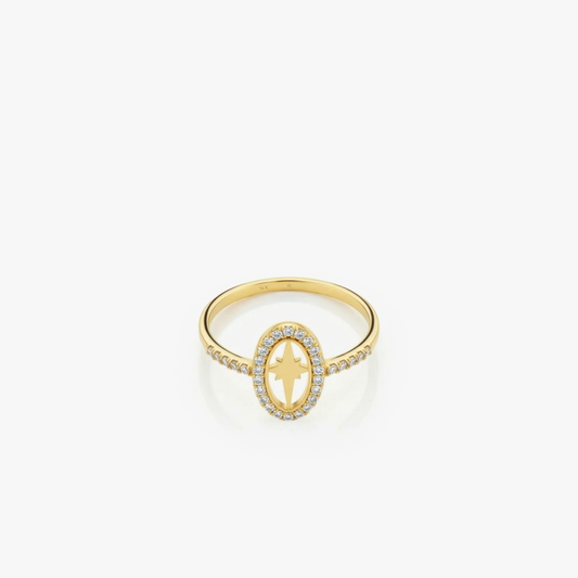 Oval Star Ring | 14K Solid Gold