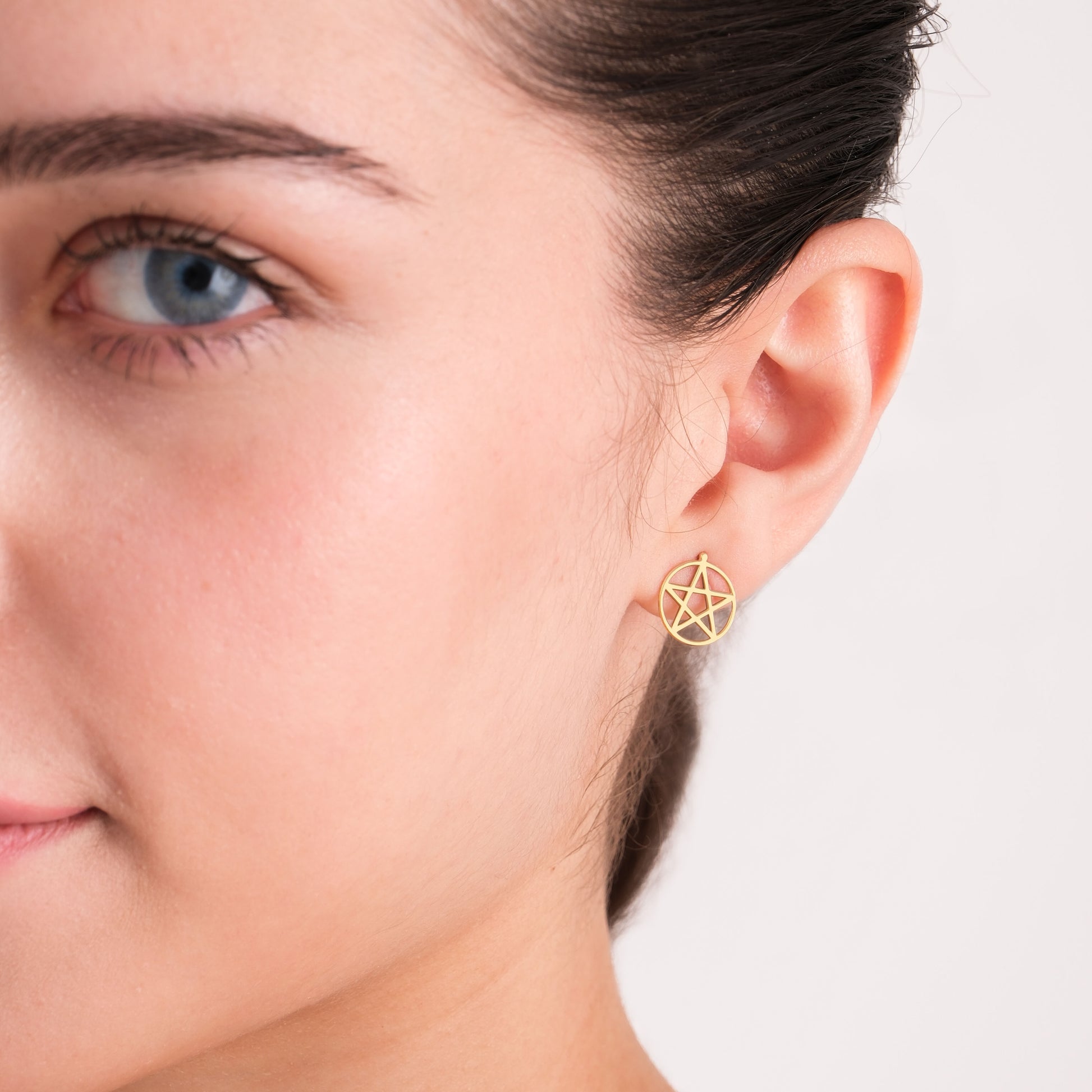 Pentagram Earrings | 14K Solid Gold