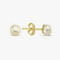 Pearl Stud Earrings | 14K Solid Gold - Mionza Jewelry-bridal earrings, gold pearl earrings, gold pearl studs, lesbian earrings, minimalist earrings, minimalist jewelry, pearl earrings, pearl studs, pearl studs earrings, real pearl earrings, small earrings, solid gold earrings, valentines day gifts
