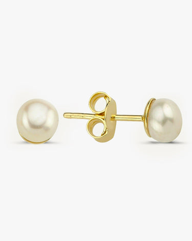 Pearl Stud Earrings | 14K Solid Gold - Mionza Jewelry-bridal earrings, gold pearl earrings, gold pearl studs, lesbian earrings, minimalist earrings, minimalist jewelry, pearl earrings, pearl studs, pearl studs earrings, real pearl earrings, small earrings, solid gold earrings, valentines day gifts