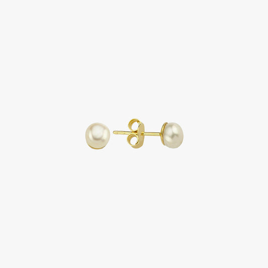 Pearl Stud Earrings | 14K Solid Gold - Mionza Jewelry-bridal earrings, gold pearl earrings, gold pearl studs, lesbian earrings, minimalist earrings, minimalist jewelry, pearl earrings, pearl studs, pearl studs earrings, real pearl earrings, small earrings, solid gold earrings, valentines day gifts