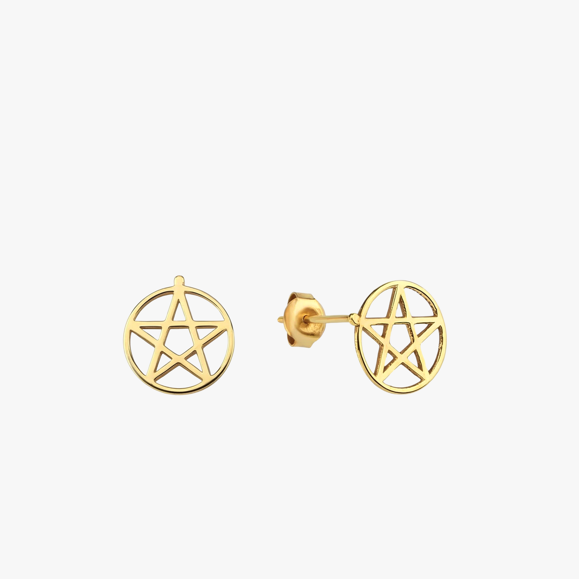 Pentagram Earrings | 14K Solid Gold