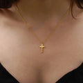 Cross Name Necklace | 14K Solid Gold - Mionza Jewelry-Baby Girl Cross, Baptism Gift for Her, Christian Necklace, Confirmation Gift, Cross Name Necklace, cross necklace, Cross Necklace Gold, Gift Cross Necklace, gift for bestfriend, Gift for Her, Name Cross Necklace, name necklace, Tiny Cross Necklace