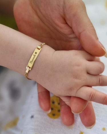 Personalized Baby Bracelet with Name | 14K Solid Gold - Mionza Jewelry-baby boy gift, baby bracelet, baby bracelets, baby girl gift, baby girl jewelry, baby jewelry, baby name bracelet, baby shower gift, custom name bracelet, gold baby bracelet, new baby gift, newborn bracelet, toddler bracelet