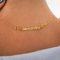 Personalized Name Tag Necklace Extender | 14K Solid Gold - Mionza Jewelry-add on bar tag charm, Chain extender tag, custom engrave charm, extender adjustable, extender bar tag, extender bracelet, extender chain, extender necklace, gold personalized necklace, inch extender, make bracelet longer, make necklace longer, necklace extend, personalized necklace, removable extender