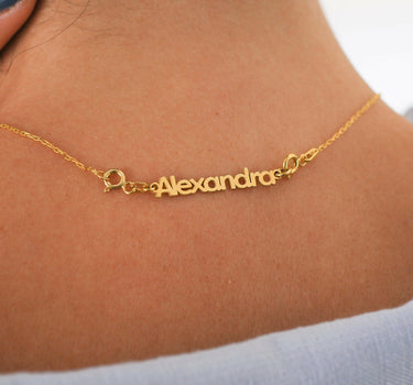 Personalized Name Tag Necklace Extender | 14K Solid Gold - Mionza Jewelry-add on bar tag charm, Chain extender tag, custom engrave charm, extender adjustable, extender bar tag, extender bracelet, extender chain, extender necklace, gold personalized necklace, inch extender, make bracelet longer, make necklace longer, necklace extend, personalized necklace, removable extender