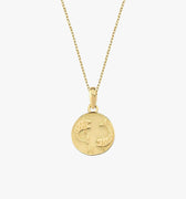 Pisces Zodiac Necklace | 14K Solid Gold - Mionza Jewelry-21st birthday gift, aries necklace, astrology necklace, celestial necklace, gift for her, gold coin necklace, gold disc necklace, pisces necklace, pisces pendant, scorpio necklace, taurus necklace, zodiac necklace, zodiac sign necklace