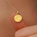 Pisces Zodiac Necklace | 14K Solid Gold - Mionza Jewelry-21st birthday gift, aries necklace, astrology necklace, celestial necklace, gift for her, gold coin necklace, gold disc necklace, pisces necklace, pisces pendant, scorpio necklace, taurus necklace, zodiac necklace, zodiac sign necklace