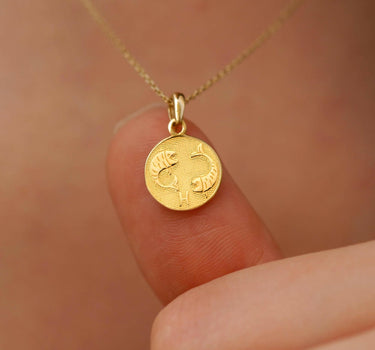 Pisces Zodiac Necklace | 14K Solid Gold