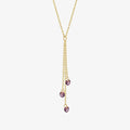 Purple Stone Y Necklace | 14K Solid Gold Mionza