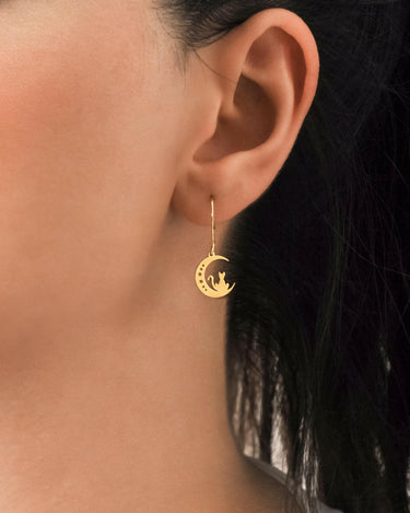Sailor Moon Earrings | 14K Solid Gold - Mionza Jewelry-Compass Earrings, gold cat earrings, gold crescent moon earrings, gold earrings, Gold Fan Earrings, gold moon earrings, Lotus Earrings, Moon Earrings, Sailor Moon Earring, Sailor Moon Earrings, Sun Earrings, y2k earrings