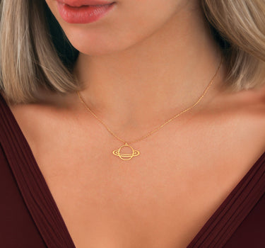 Saturn Necklace | 14K Solid Gold Mionza