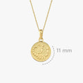 Scorpio Zodiac Necklace | 14K Solid Gold - Mionza Jewelry-aquarius necklace, astrology necklace, bestfriend gift, celestial necklace, custom necklace gift, gift for her, gold coin necklace, gold disc necklace, gold zodiac necklace, libra necklace, scorpio necklace, tarot necklace, zodiac charm