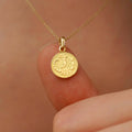 Scorpio Zodiac Necklace | 14K Solid Gold - Mionza Jewelry-aquarius necklace, astrology necklace, bestfriend gift, celestial necklace, custom necklace gift, gift for her, gold coin necklace, gold disc necklace, gold zodiac necklace, libra necklace, scorpio necklace, tarot necklace, zodiac charm