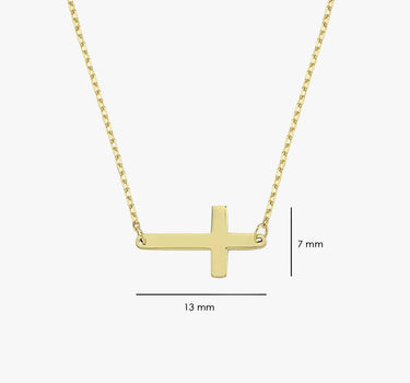 Sideways Cross Necklace | 14K Solid Gold Mionza