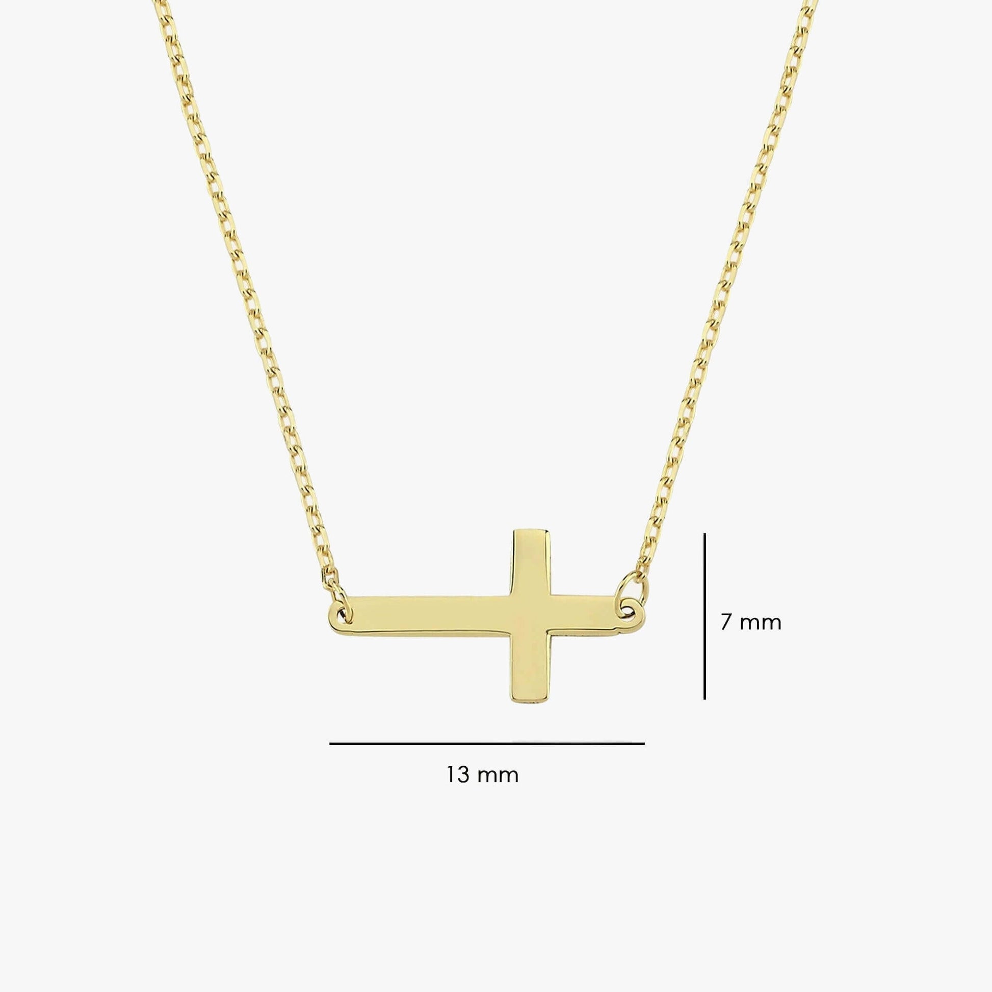 Sideways Cross Necklace | 14K Solid Gold - Mionza Jewelry-14k cross necklace, cross necklace gold, cross necklace women, dainty cross pendant, faith necklace, gift for women, gold cross pendant, horizontal cross, side cross necklace, solid gold cross, summer jewelry, sun rays cross, tiny cross necklace