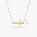 Sideways Cross Necklace | 14K Solid Gold - Mionza Jewelry-14k cross necklace, cross necklace gold, cross necklace women, dainty cross pendant, faith necklace, gift for women, gold cross pendant, horizontal cross, side cross necklace, solid gold cross, summer jewelry, sun rays cross, tiny cross necklace