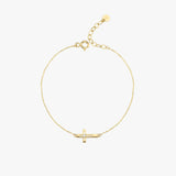 Sideways Daimond Cross | 14K Solid Gold