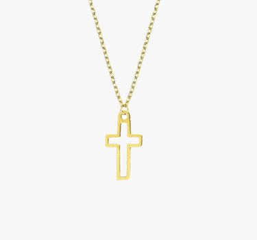 Small Cross Necklace | 14K Solid Gold Mionza