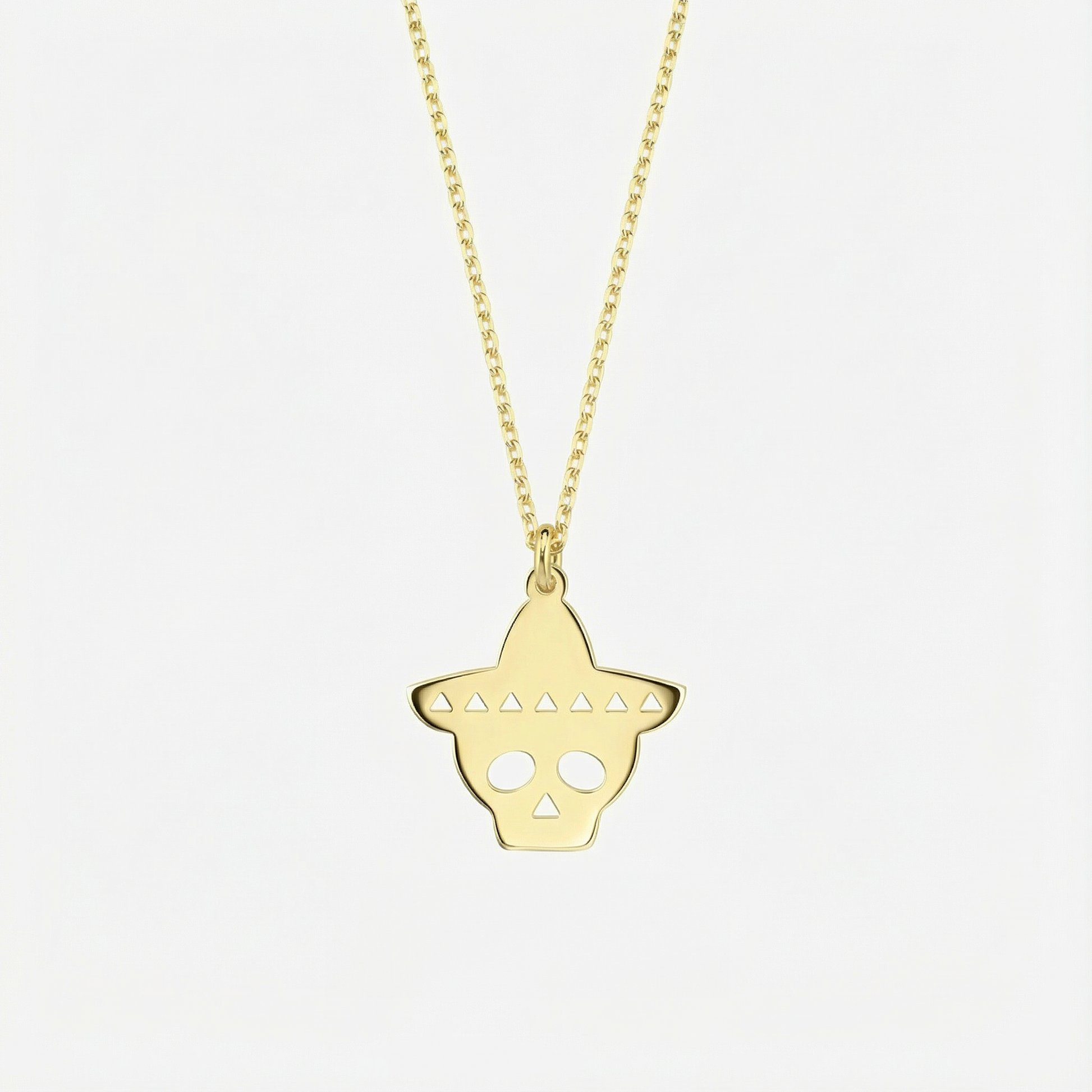 Sombrero Skull Necklace | 14K Solid Gold
