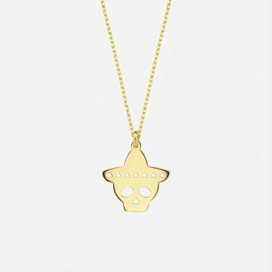 Sombrero Skull Necklace | 14K Solid Gold