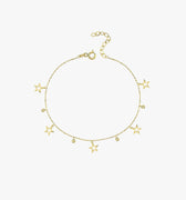 Star Bracelet | 14K Solid Gold - Mionza Jewelry-14K gold bracelet, 14K gold Jewelry, charm bracelets, charms for bracelet, Gift for her, Gift for teacher, Gifts for women, gold bracelet stars, gold charm bracelet, gold star bracelet, moon star bracelet, star bracelet, Star Gold Bracelet