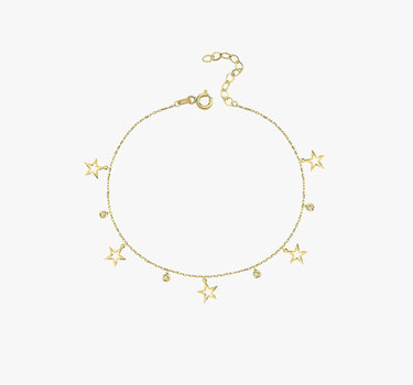 Star Bracelet | 14K Solid Gold - Mionza Jewelry-14K gold bracelet, 14K gold Jewelry, charm bracelets, charms for bracelet, Gift for her, Gift for teacher, Gifts for women, gold bracelet stars, gold charm bracelet, gold star bracelet, moon star bracelet, star bracelet, Star Gold Bracelet