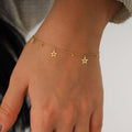 Star Bracelet | 14K Solid Gold - Mionza Jewelry-14K gold bracelet, 14K gold Jewelry, charm bracelets, charms for bracelet, Gift for her, Gift for teacher, Gifts for women, gold bracelet stars, gold charm bracelet, gold star bracelet, moon star bracelet, star bracelet, Star Gold Bracelet