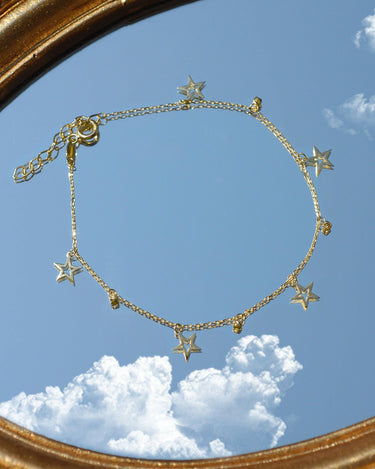 Star Bracelet | 14K Solid Gold - Mionza Jewelry-14K gold bracelet, 14K gold Jewelry, charm bracelets, charms for bracelet, Gift for her, Gift for teacher, Gifts for women, gold bracelet stars, gold charm bracelet, gold star bracelet, moon star bracelet, star bracelet, Star Gold Bracelet