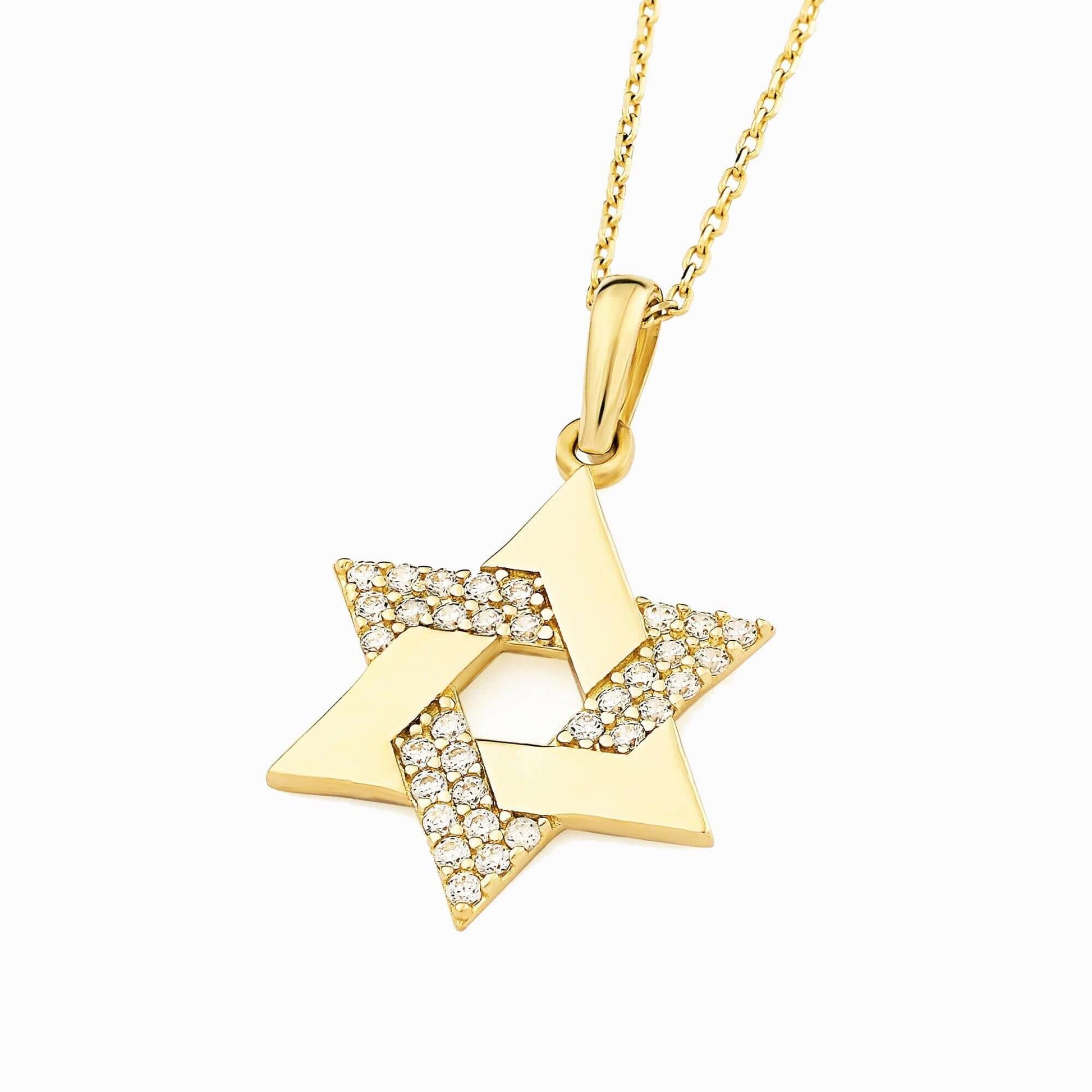 Star of David Necklace | 14K Solid Gold - Mionza Jewelry-David Star Necklace, First Communion, gift for her, Jewish Gift, Jewish Star, Judaica Jewelry, Kabbalah Religious, Religious Pendant, Solid Gold Necklace, Star David Charm, Star David Pendant, Star of David, Tiny David of Star