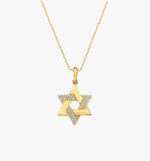 Star of David Necklace | 14K Solid Gold - Mionza Jewelry-David Star Necklace, First Communion, gift for her, Jewish Gift, Jewish Star, Judaica Jewelry, Kabbalah Religious, Religious Pendant, Solid Gold Necklace, Star David Charm, Star David Pendant, Star of David, Tiny David of Star