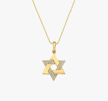 Star of David Necklace | 14K Solid Gold - Mionza Jewelry-David Star Necklace, First Communion, gift for her, Jewish Gift, Jewish Star, Judaica Jewelry, Kabbalah Religious, Religious Pendant, Solid Gold Necklace, Star David Charm, Star David Pendant, Star of David, Tiny David of Star