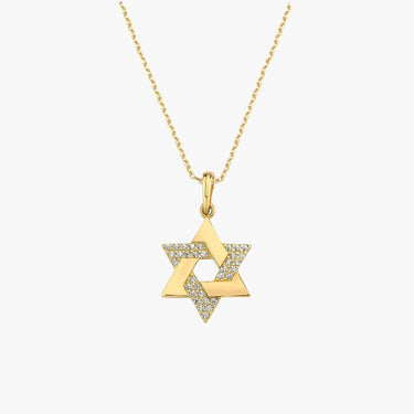 Star of David Necklace | 14K Solid Gold - Mionza Jewelry-David Star Necklace, First Communion, gift for her, Jewish Gift, Jewish Star, Judaica Jewelry, Kabbalah Religious, Religious Pendant, Solid Gold Necklace, Star David Charm, Star David Pendant, Star of David, Tiny David of Star