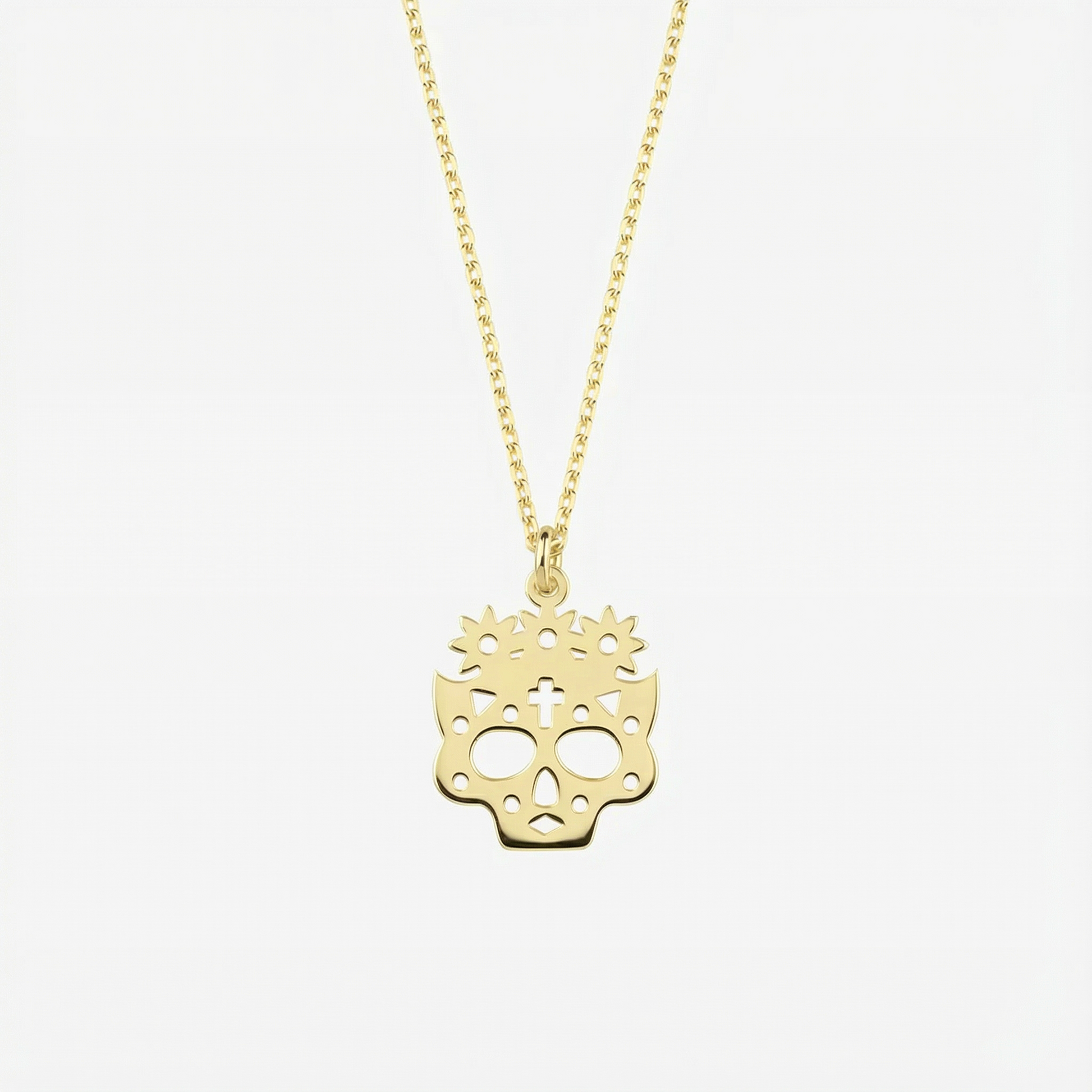 Sugar Skull Necklace | 14K Solid Gold