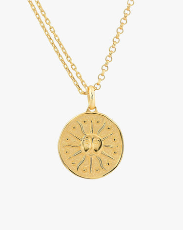 Sun Pendant Necklace | 18K Gold Vermeil - Mionza Jewelry-18k solid gold, birthday gift, celestial necklace, coin necklace, gift for her, gold sun necklace, medallion necklace, non tarnish necklace, sun charm, sun face necklace, sun jewelry, sunburst necklace, sunshine necklace