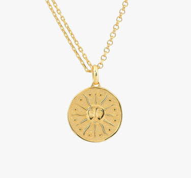 Sun Pendant Necklace | 18K Gold Vermeil - Mionza Jewelry-18k solid gold, birthday gift, celestial necklace, coin necklace, gift for her, gold sun necklace, medallion necklace, non tarnish necklace, sun charm, sun face necklace, sun jewelry, sunburst necklace, sunshine necklace