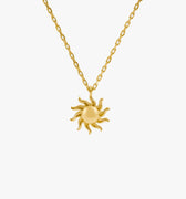 Sunburst Necklace | 14K Solid Gold - Mionza Jewelry-celestial necklace, charm necklace, chunky gold jewelry, gold sun necklace, layered necklace, minimalist necklace, sun charm, sun necklace, sun necklace gold, sunburst necklace, sunshine necklace, sunshine pendant, tarot necklace