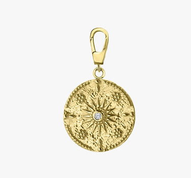 Gold Sunburst Necklace | 14K Solid Gold - Mionza Jewelry-christmas gift, coin jewelry, gold coin necklace, gold sun charm, gold sun necklace, push clasp, small coin necklace, sun bracelet, sun earrings, sun pendant, sunburst necklace, sunshine necklace