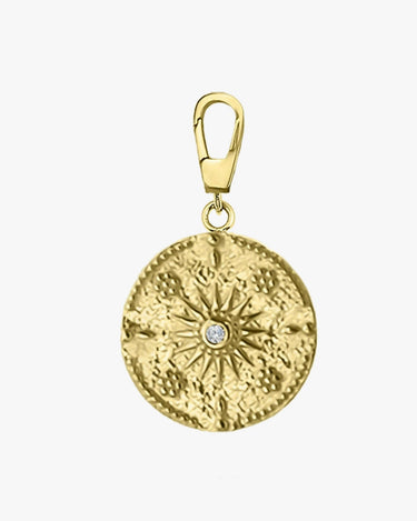 Gold Sunburst Necklace | 14K Solid Gold - Mionza Jewelry-christmas gift, coin jewelry, gold coin necklace, gold sun charm, gold sun necklace, push clasp, small coin necklace, sun bracelet, sun earrings, sun pendant, sunburst necklace, sunshine necklace