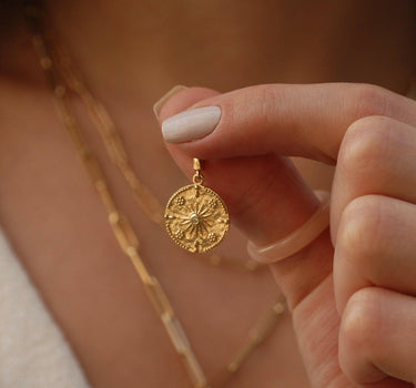 Gold Sunburst Necklace | 14K Solid Gold