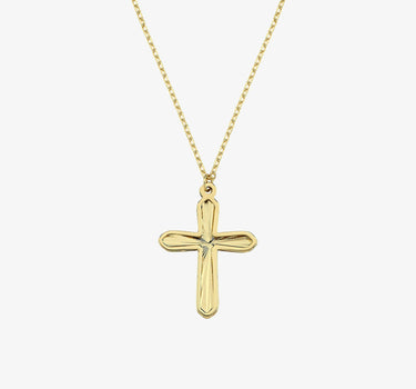 Sunray Cross Necklace | 14K Solid Gold Mionza