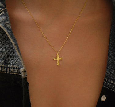 Womens Cross Necklace | 14K Solid Gold
